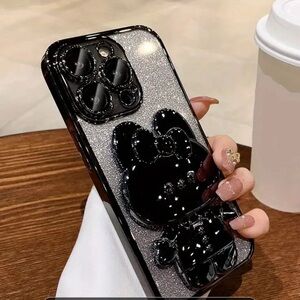 Cute Rabbit Black Glitter iPhone Case